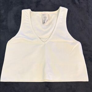 Athleta White Ribbed Crop Top